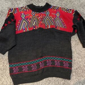 Veranda Wear Mens Handwoven in Guatemala Colorful Patterned Crewneck Sweater